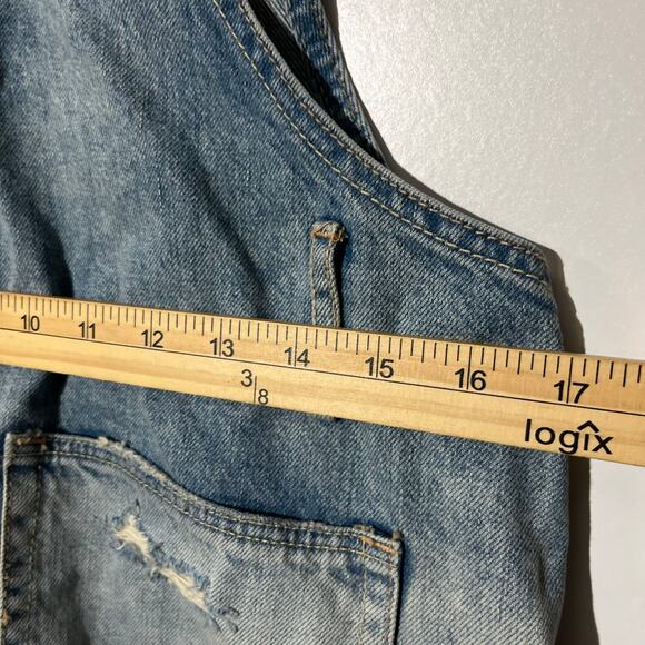 NWT Abercrombie&Fitch Denim Distressed‎ Shorts Denim Overalls Blue Wash Womans S - Picture 5 of 7